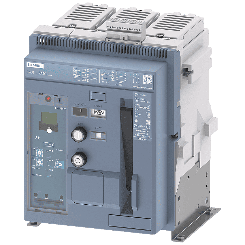 Siemens 3WJ1116-2AE02-4DD0 1600A 50kA 3 Kutuplu Sabit Tip Açık Tip Şalter Motorlu Tahrik ETU350WJ LSI 208-240V - 1