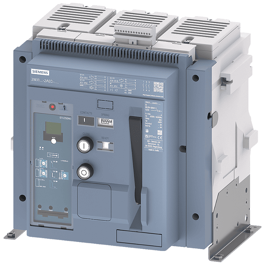 Siemens 3WJ1225-2AE02-4DD0 2500A 55kA 3 Kutuplu Sabit Tip Açık Tip Şalter Motorlu Tahrik ETU350WJ LSI 208-240V - 1