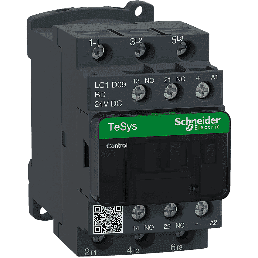 Schneider LC1D09BD 9A 4kW 24V DC Kontaktör 3 Kutup 1NA+1NK - 1