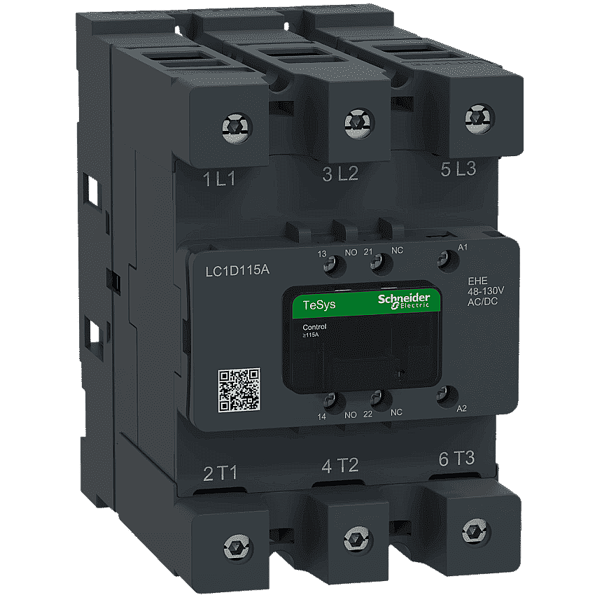 Schneider LC1D115AKUE 115A 55kW 100-250V AC/DC Kontaktör 3 Kutup 1NA+1NK - 1