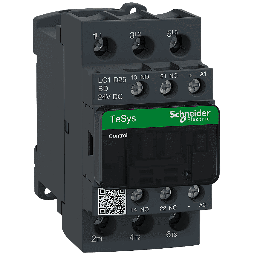 Schneider LC1D25BD 25A 11kW 24V DC Kontaktör 3 Kutup 1NA+1NK - 1