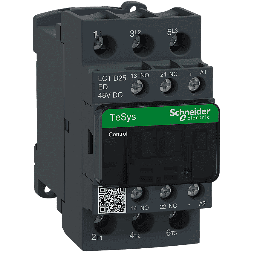 Schneider LC1D25ED 25A 11kW 48V DC Kontaktör 3 Kutup 1NA+1NK - 1