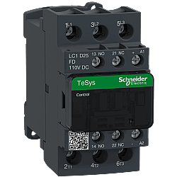 Schneider LC1D25FD 25A 11kW 110V DC Kontaktör 3 Kutup 1NA+1NK