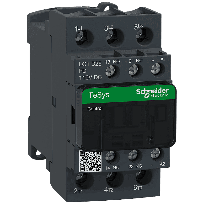 Schneider LC1D25FD 25A 11kW 110V DC Kontaktör 3 Kutup 1NA+1NK - 1