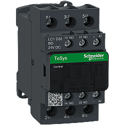 Schneider LC1D32BD 32A 15kW 24V DC Kontaktör 3 Kutup 1NA+1NK