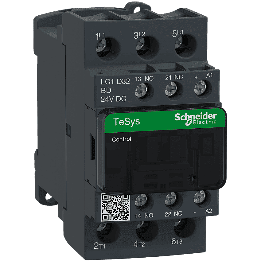 Schneider LC1D32BD 32A 15kW 24V DC Kontaktör 3 Kutup 1NA+1NK - 1
