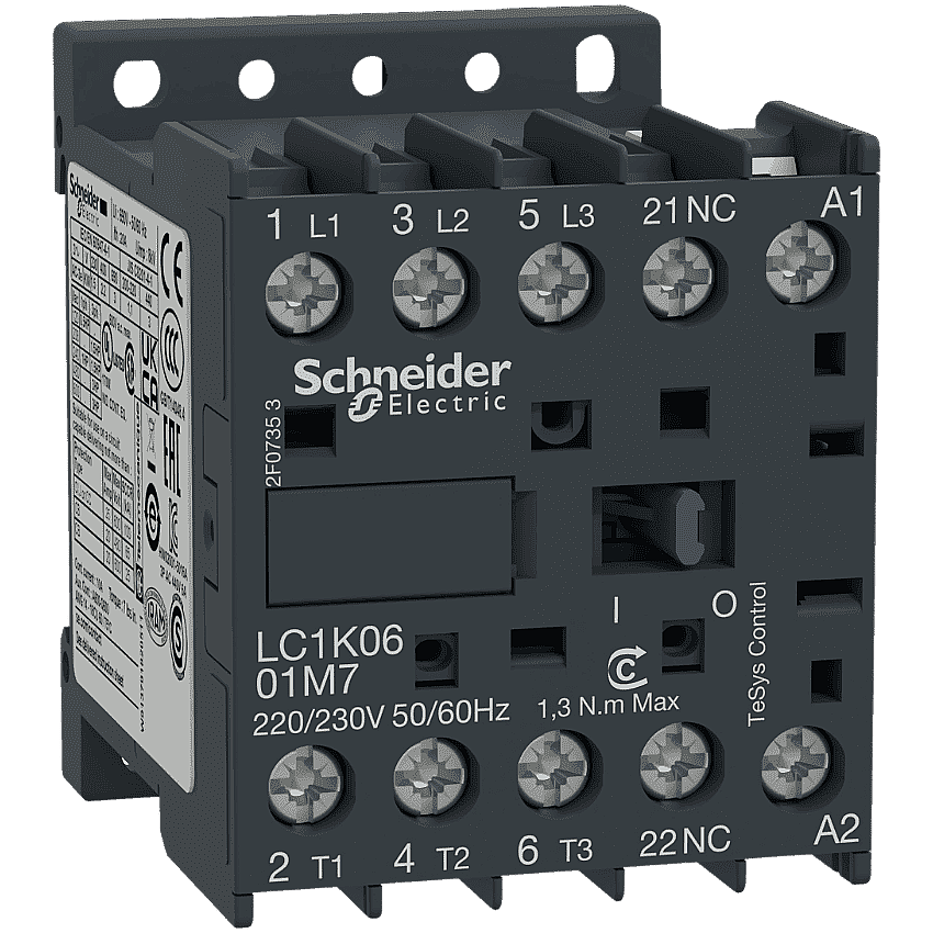 Schneider LC1K0601M7 6A 2,2kW 220V AC Kontaktör 3 Kutup 1NK - 1