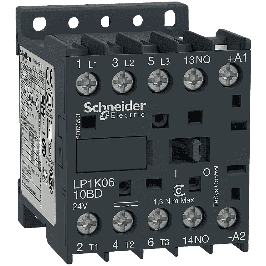 Schneider LP1K0610BD 6A 2,2kW 24V DC Kontaktör 3 Kutup 1NA - 1