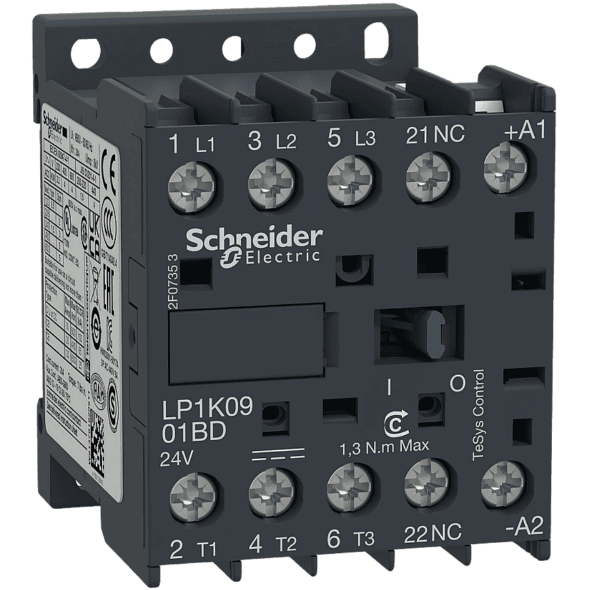 Schneider LP1K0901BD 9A 4kW 24V DC Kontaktör 3 Kutup 1NK - 1