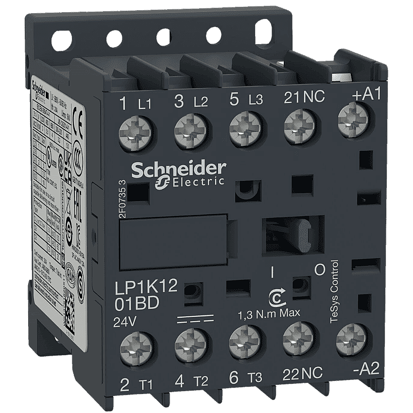Schneider LP1K1201BD 12A 5,5kW 24V DC Kontaktör 3 Kutup 1NK - 1