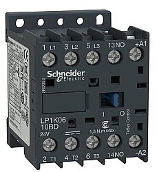 Schneider LP1K1210BD 12A 5,5kW 24V DC Kontaktör 3 Kutup 1NA