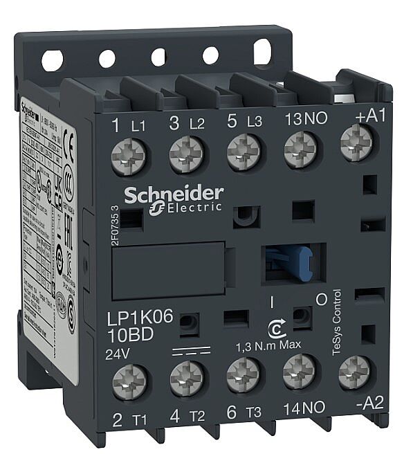 Schneider LP1K1210BD 12A 5,5kW 24V DC Kontaktör 3 Kutup 1NA - 1