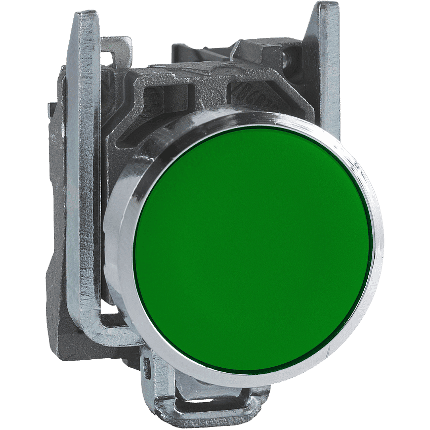 Schneider XB4BA31 Yeşil Düz Başlıklı Metal Buton 22mm 1NO Yaylı - 1