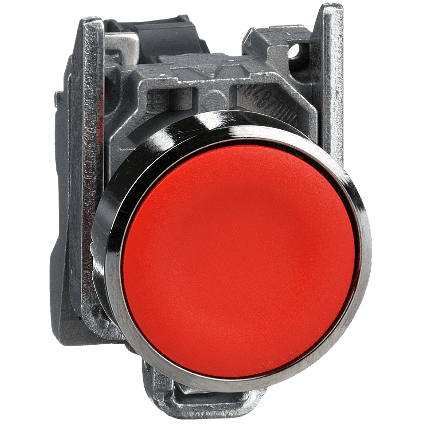 Schneider XB4BA42 Kırmızı Düz Başlıklı Metal Buton 22mm 1NC Yaylı - 1