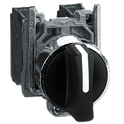 Schneider XB4BD33 Siyah Metal Mandal Buton 22mm 3 Konumlu Kalıcı 2NO