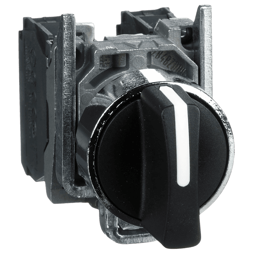 Schneider XB4BD53 Siyah Metal Mandal Buton 22mm 3 Konumlu Ortaya Yaylı 2NO - 1