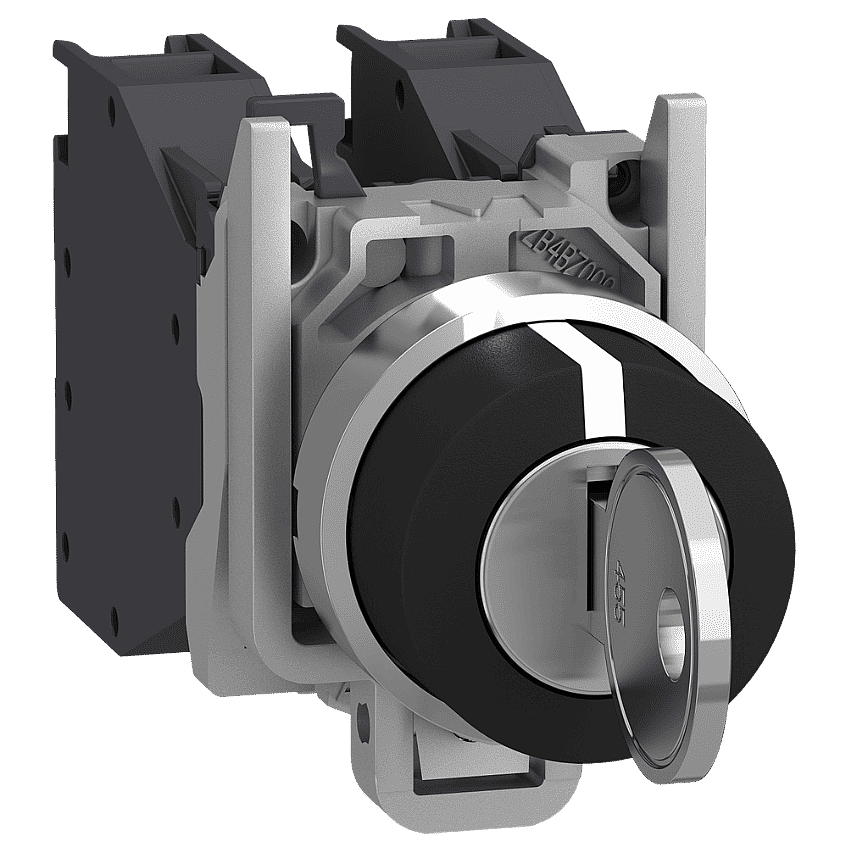 Schneider XB4BG03 Metal Anahtarlı Mandal Buton 22mm 3 Konumlu Kalıcı 2NO - 1