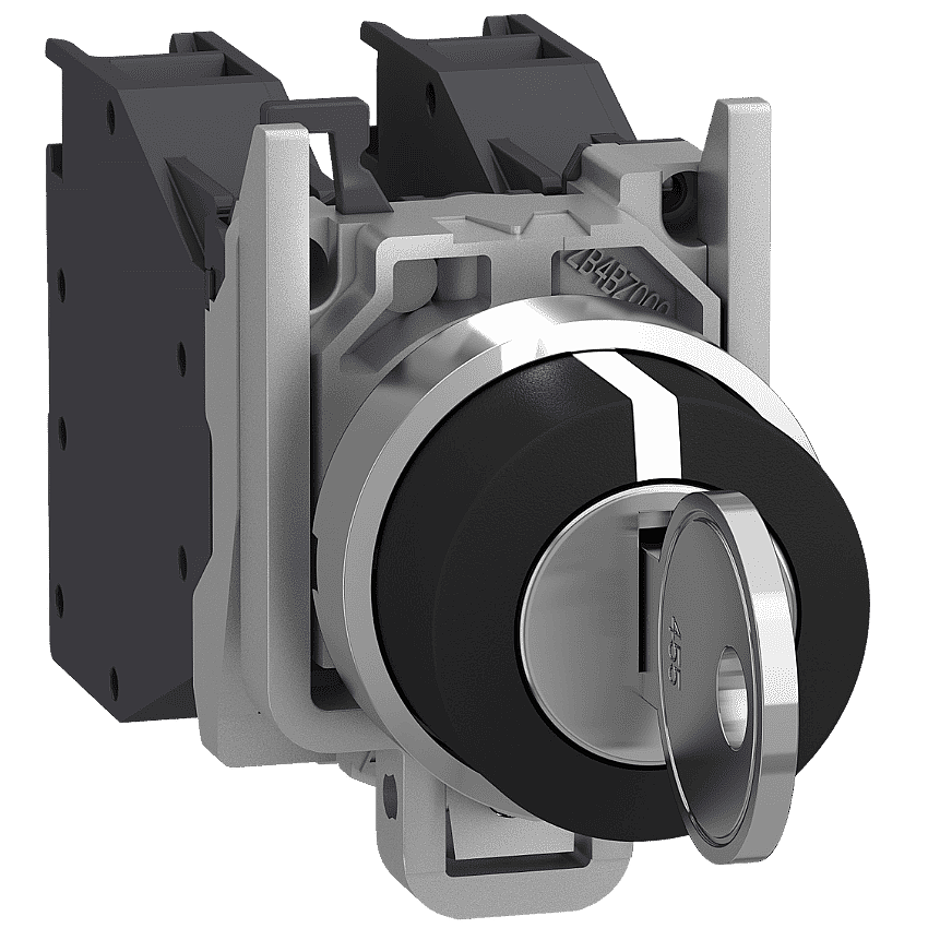 Schneider XB4BG33 Metal Anahtarlı Mandal Buton 22mm 3 Konumlu Kalıcı 2NO - 1
