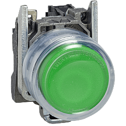 Schneider XB4BP31 Yeşil Çıkıntılı Körüklü Metal Buton 22mm 1NO
