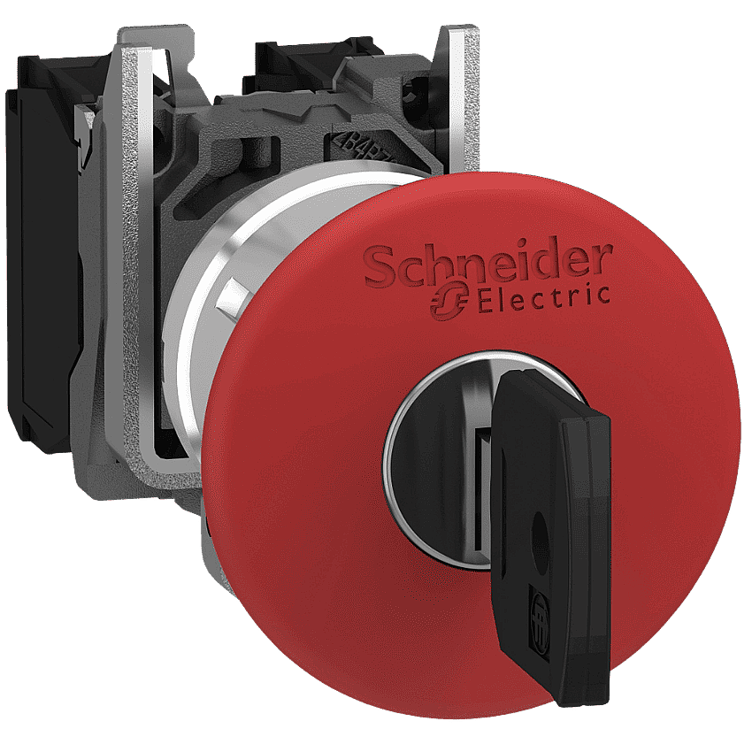 Schneider XB4BS9442 Acil Stop Butonu Kırmızı Mantar 40mm Metal Anahtarla Açmalı 1NC - 1