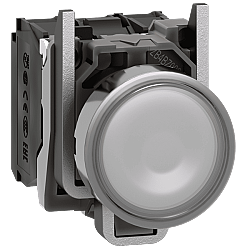 Schneider XB4BW31B5 24V AC/DC Beyaz Işıklı Düz Metal Buton 22mm 1NO+1NC Yaylı