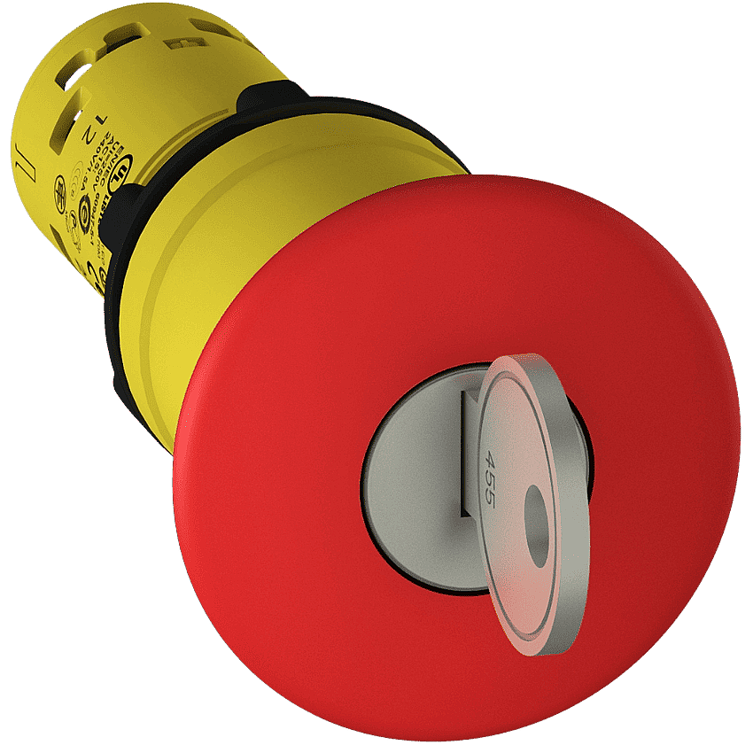 Schneider XB7NS9445 Acil Stop Butonu Kırmızı Mantar 40mm Plastik Anahtarla Açmalı 1NO+1NC - 1